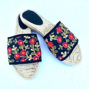 Picon Made In Spain Floral Embroidered Espadrille Slide Woman’s Sandals Sz 7.5